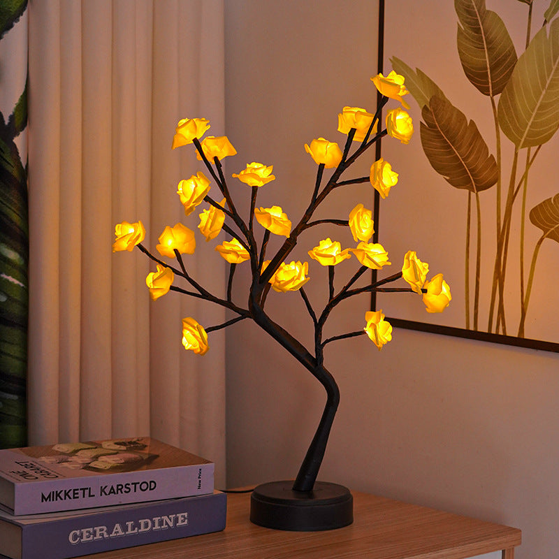 USB-Powered Rose Flower Tree Lamp β Enchanting LED Fairy Lights for Home Decor, Weddings & Romantic Gifts