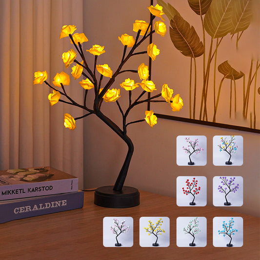 USB-Powered Rose Flower Tree Lamp – Enchanting LED Fairy Lights for Home Decor, Weddings & Romantic Gifts